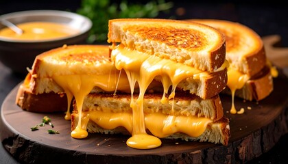Gooey Golden Grilled Cheese Sandwiches with Melted Cheese Pull