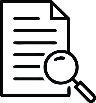 recommend clip art: Analyzing Document with Magnifying Glass: a detailed outline of a document, accompanied by a magnifying glass, symbolizing investigation and analysis.