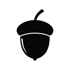 Acorn vector icon, autumn season symbol, fall harvest element, oak nut graphic isolated on white background