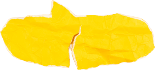 Crumpled yellow paper texture isolated on white background for creative design and background use