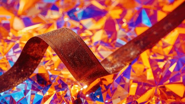 Colorful cinematic setting with genuine film strips for festival and premiere advertising