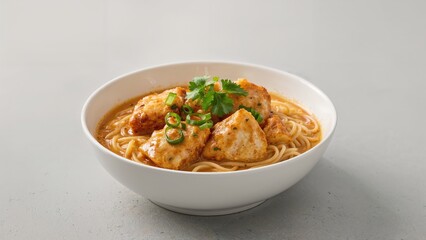 Noodles Paired with Rich Fish and Coconut Curry