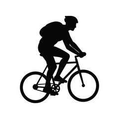 Dynamic road cyclist silhouette, athlete riding racing bicycle, cycling sport icon vector