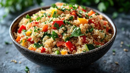 Fresh Quinoa Salad with Mixed Vegetables in a Bowl