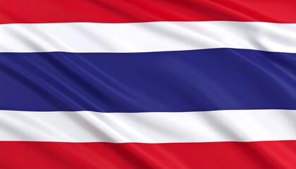 Fototapeta premium Flag of Thailand with five horizontal stripes — red, white, blue (twice as thick), white, red — representing national pride and identit