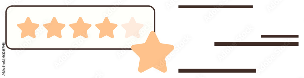 Poster five-star review bar with highlighted stars and a separate golden star symbolizing feedback or excel