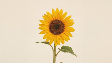 Branch supporting an isolated sunflower