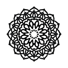Circular black and white mandala, a spiritual concept of harmony and balance