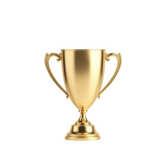 Shiny gold trophy with elegant handles on black background