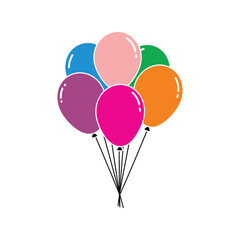 Obraz premium Colorful bunch of party balloons vector illustration. Birthday, holiday, celebration, and joyful event decoration element.