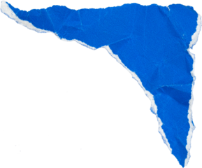 Blue torn paper texture isolated on white background for creative design and artistic backgrounds