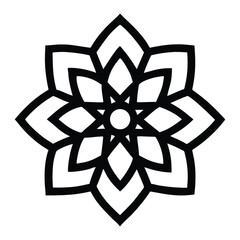 Symmetrical Geometric Lotus Flower Icon, Abstract Mandala Design
