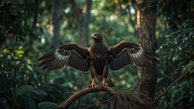 Forest Setting Featuring a Noble Bird of Flight