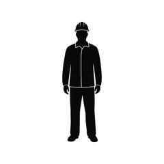 Construction worker in hard hat silhouette vector. Builder, handyman, engineer, industrial labor, and safety symbol.