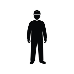 Construction worker in hard hat silhouette vector. Builder, handyman, engineer, industrial labor, and safety symbol.