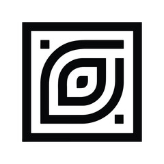 Minimalist geometric leaf icon, abstract line art symbol