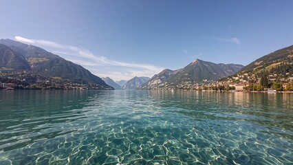 Naklejka premium Peaceful Lakeside View with Lush Greenery