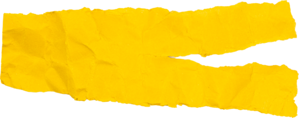 Yellow torn paper strips isolated on white background for creative design or crafting projects