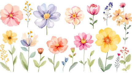 Watercolor flowers garden background for design. Floral border frame card template. Vector design illustration. for banner, wedding card.	