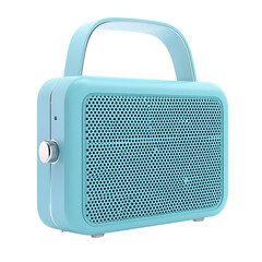 Modern Light Blue Portable Speaker with Convenient Handle - Isolated