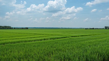 Obraz premium Expansive natural panorama with serene green fields