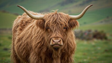 A shaggy cow in the rugged uplands
