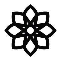 Geometric flower icon with eight petals in a circular mandala design.