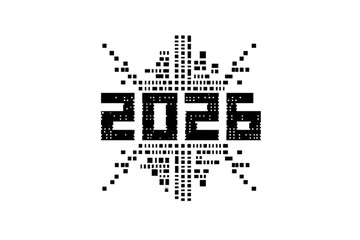 New Year 2026 digital design with starburst pattern  