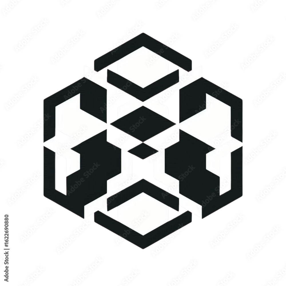 Poster abstract geometric black logo design with hexagonal shapes