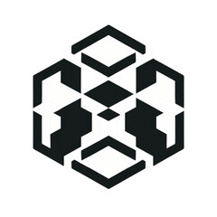 Abstract geometric black logo design with hexagonal shapes  