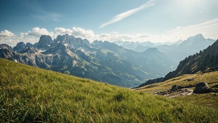 Fototapeta premium Stunning Mountain Vistas Featuring Rugged Summits