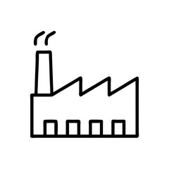 Industrial factory building with smokestack and three chimneys  