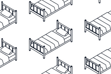 vector drawing of a bed