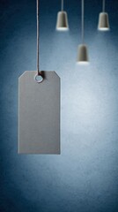 Vintage paper tag floating in blue space with abstract texture, minimalist design concept.