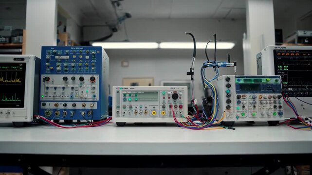 Electronic test instruments in the laboratory Test benches for electronic equipment