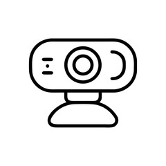 Webcam with lens and stand in minimalist black outline style  