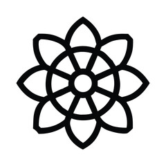 Spiritual Eight-Petal Lotus Flower with Wheel Symbol Icon
