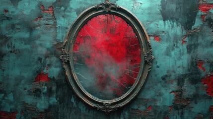 Cracked Gothic Mirror Reflecting Dark Grunge Wall Texture