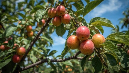 Obraz premium Development stages of plums: from unripe to ripe