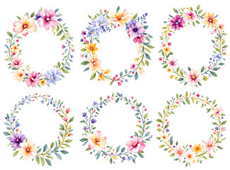 set of colorful floral elements