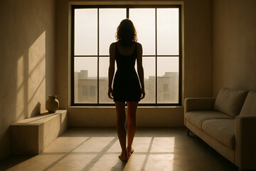 young woman in the window