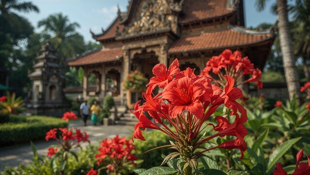 Lush red chamba flowers flourishing with elegance