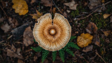 Bird's-eye view of a mushroom cap