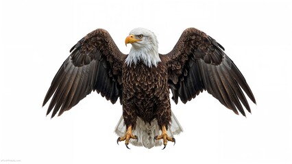 Fototapeta premium AI-generated image of a bald eagle set against a white canvas