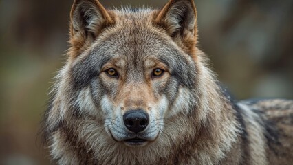 Image showing the face of a large gray wolf