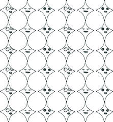 Fototapeta premium Cartoon texture of stars connected at their tips with faces inside.