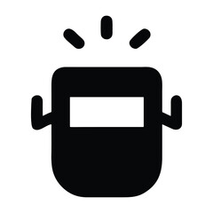 Welding helmet icon, a symbol of industrial work and protective safety gear.