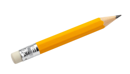 wooden pencil yellow color with eraser school stationary supply isolated on transparent background png file 