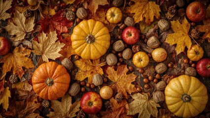 Dry leaves from trees after falling