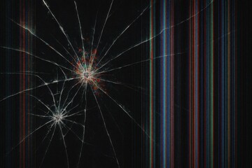 Cracked Screen Texture with Pixel Burn and Vertical Glitch Trails – Digital Damage Effect